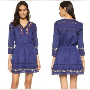 REVOLVE TULAROSA Giles blue BOHO FLORAL embroidered DRESS size SMALL never Worn!